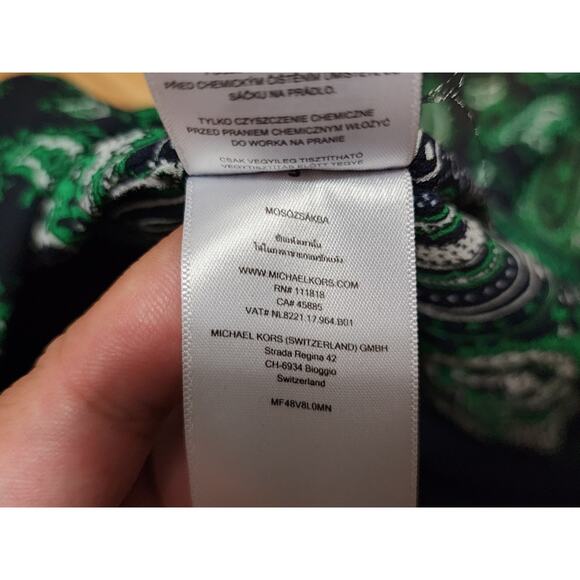 Michael Michael Kors Dress Womens Small Green Paisley Long Sleeve Stretch Party - Picture 7 of 8